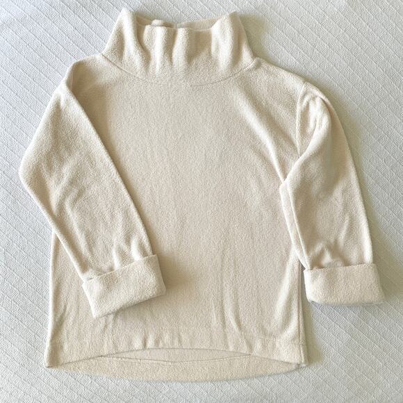 NWT LOFT Fleece Mock Neck Pullover Sweatshirt Cream Ivory Cozy XS Oversized - Picture 1 of 5
